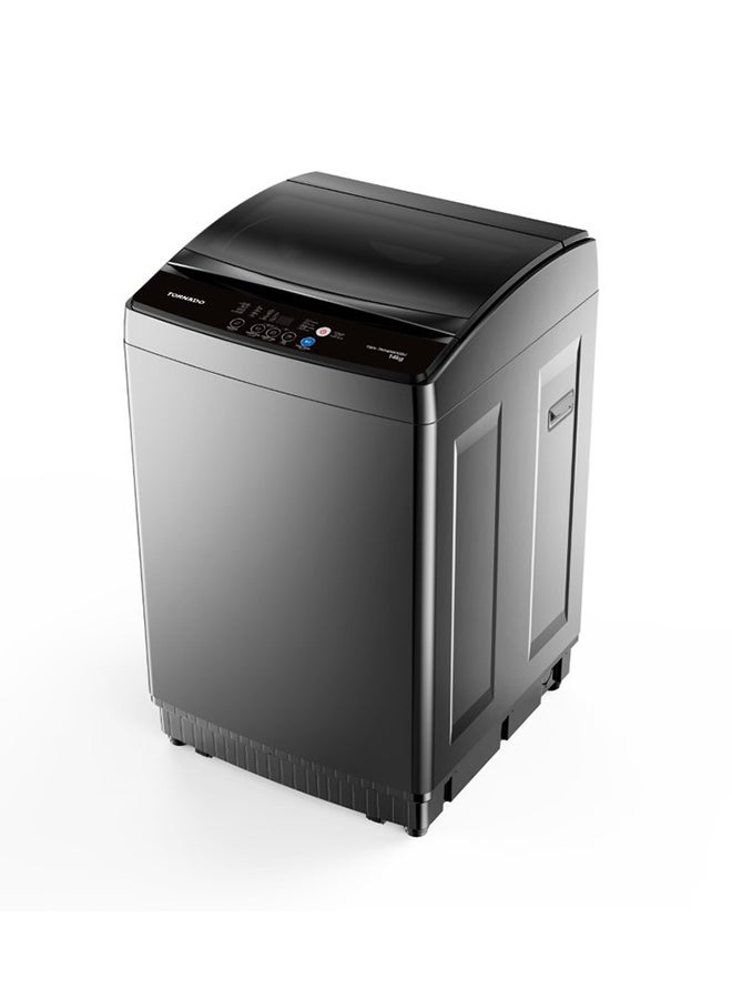 Tornado Top Load Fully Automatic Washing Machine 14kg, Stainless Steel Drum, Smart Fuzzy Logic Technology, Power Off Memory, Auto Balancing & Tempered Glass Lid, Dark Grey, TWX-TN14DGOQSK.